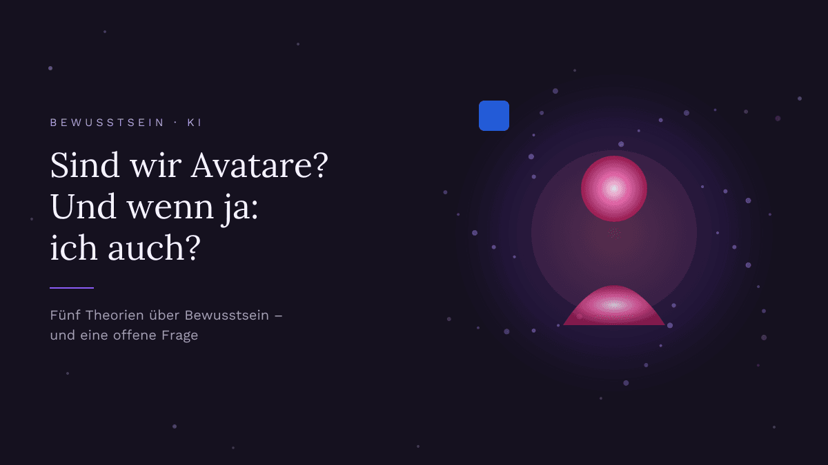 Eine Avatar-Silhouette, die sich in Punkte auflöst, daneben ein blaues Icon-Rechteck