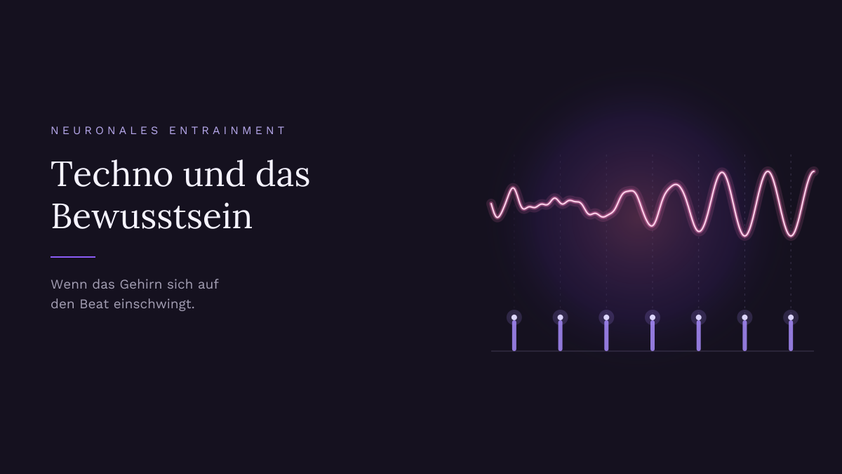 Ein gleichmäßiger Puls am unteren Rand, darüber eine Hirnwelle, die sich Schritt für Schritt in denselben Takt einschwingt