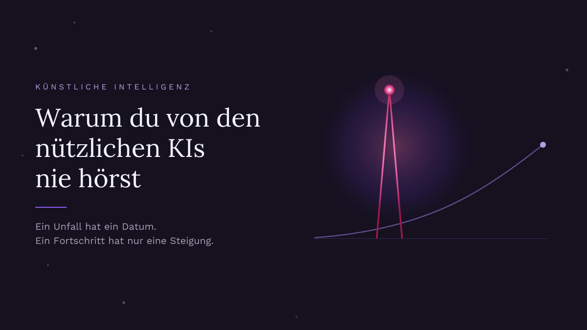 Ein heller, schmaler Ausschlag und daneben eine flach ansteigende Linie, die höher endet